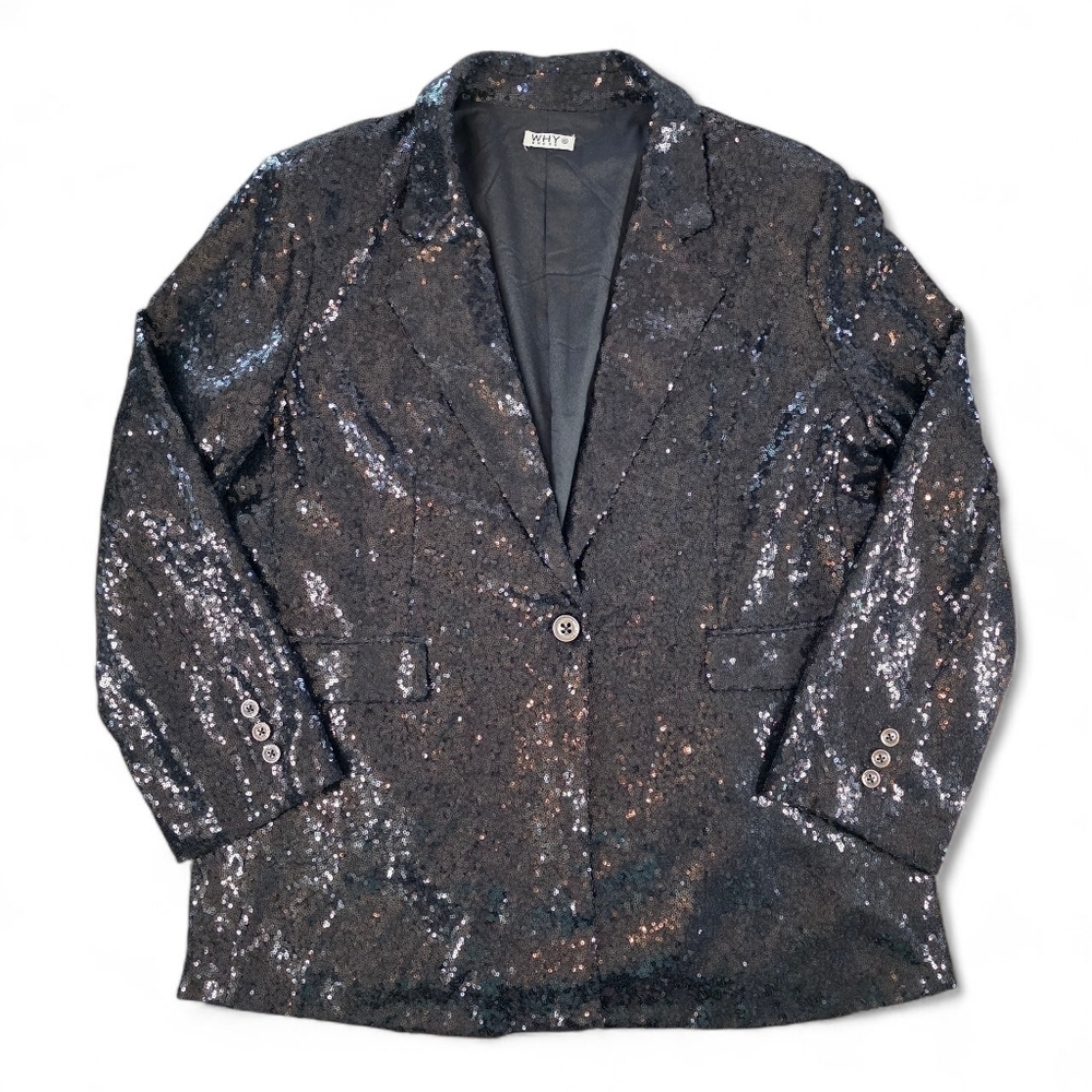 WHY Dress Black Sequin Blazer Jacket XXL Party Evening Structured Shoulders